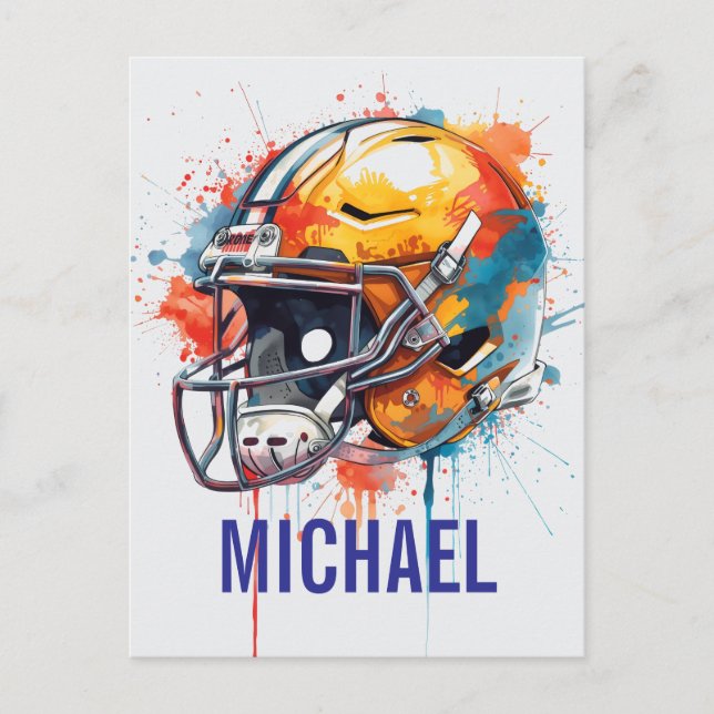 Inspirational Motivational Football Helmet Name Postcard (Front)