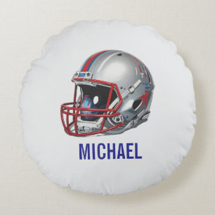 Inspirational Motivational Football Helmet Name Round Cushion
