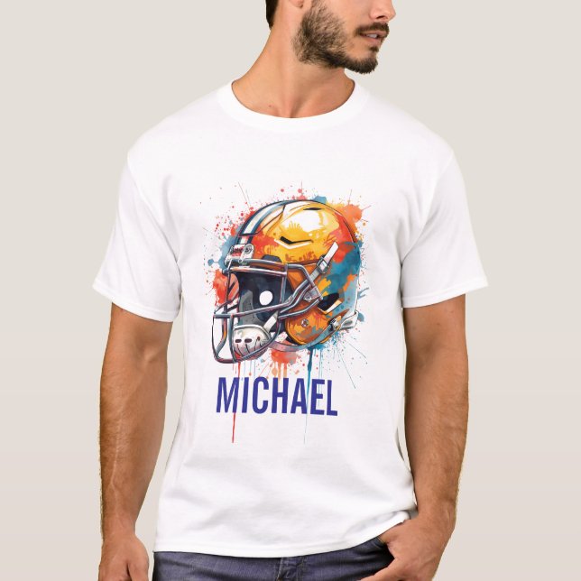 Inspirational Motivational Football Helmet Name T-Shirt (Front)