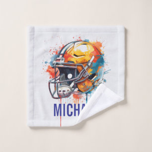 Inspirational Motivational Football Helmet Name Wash Cloth