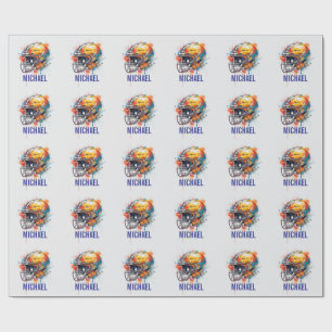 Inspirational Motivational Football Helmet Name Wrapping Paper