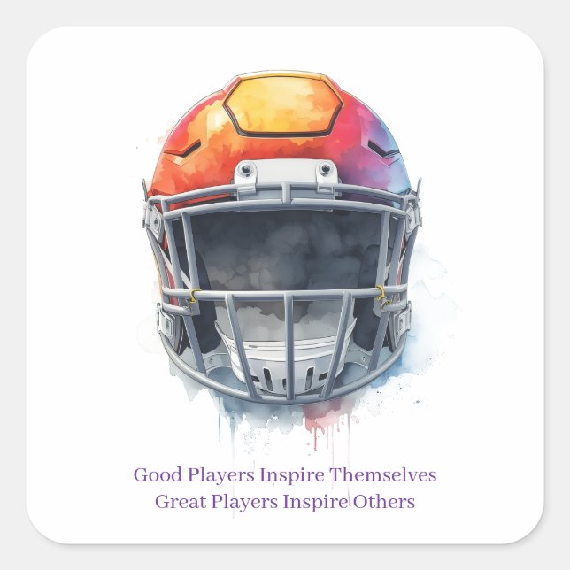 Inspirational Motivational Football Helmet  Square Sticker (Front)