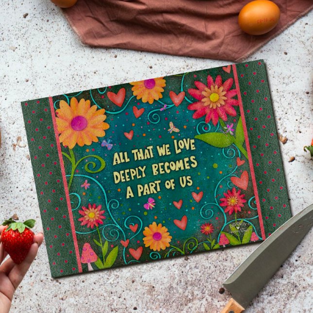 Inspirational Motivational Quote Floral Dragonfly Cutting Board (Creator Uploaded)
