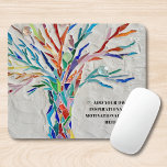 Inspirational Motivational Quote Tree  Mouse Pad<br><div class="desc">This decorative mouse pad features a mosaic tree in rainbow colours and space for your favourite inspirational quote. Use the Customise Further option to change the text size, style or colour if you wish. Because we create our own artwork you won't find this exact image from other designers. Original Mosaic...</div>