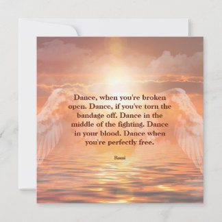 Inspirational Motivational Rumi Quote Angel Wings Card