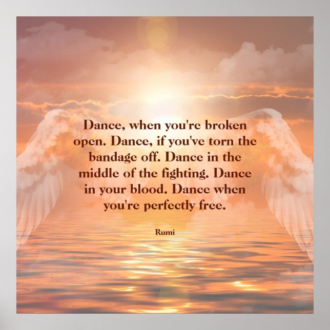 Inspirational Motivational Rumi Quote Angel Wings Poster (Front)