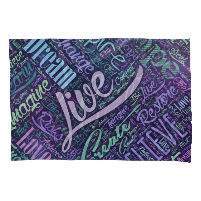 Inspirational Motivational Word Cloud Art Pillowcase (Front)
