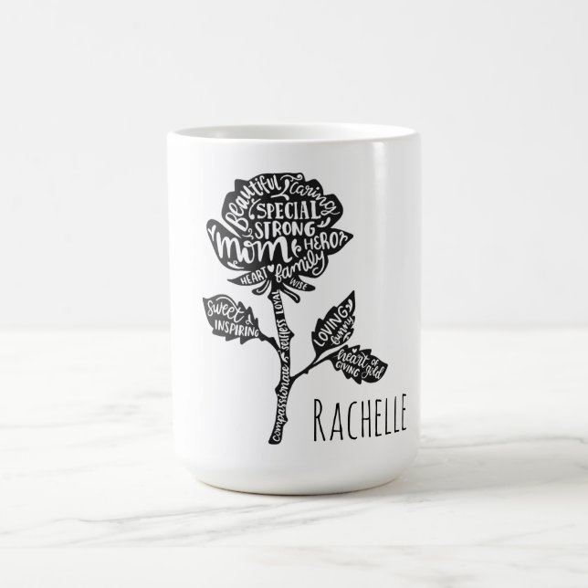 Inspirational Mum Typography Flower Design Coffee Mug (Center)