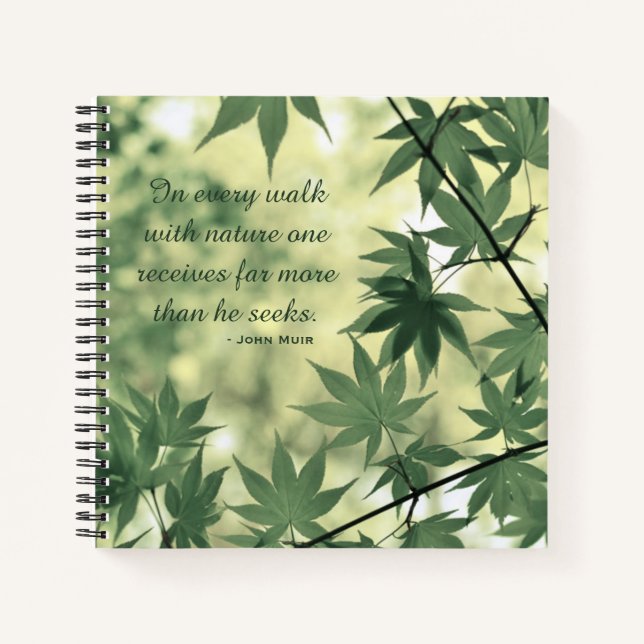 Inspirational Nature John Muir Quote Botanical Notebook (Front)
