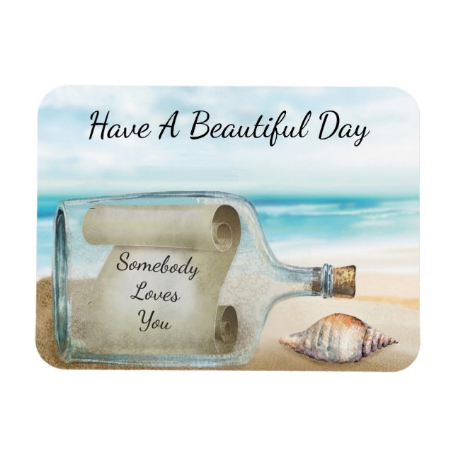 Inspirational Nautical Message in a Bottle Beach Magnet (Horizontal)