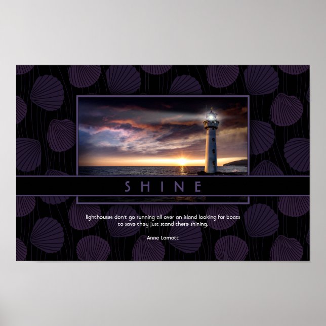 Inspirational Ocean Wall Art with Lighthouse Photo (Front)
