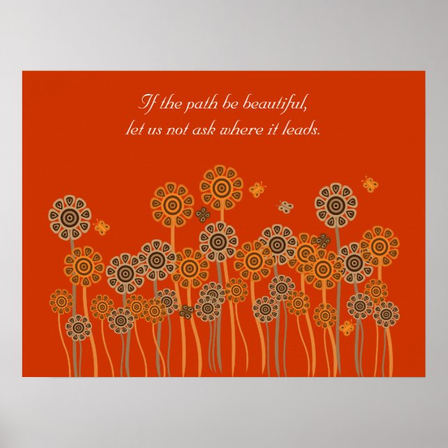 Inspirational orange retro garden poster (Front)