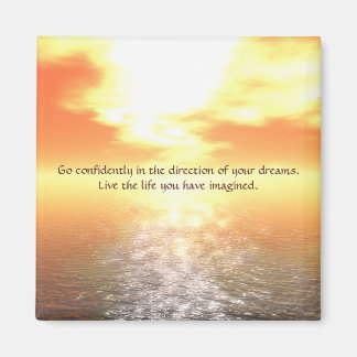 Inspirational Orange Sunset Over Calm Sea Magnet