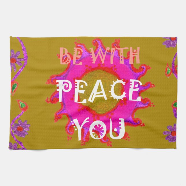 Inspirational Peace Be With You Vector Design Art Tea Towel (Horizontal)