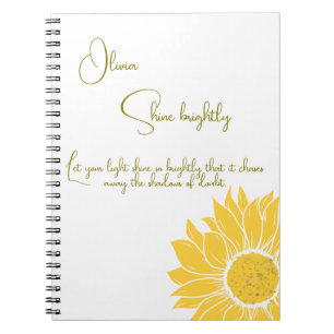 Inspirational personalised Shine Brightly Girl Notebook