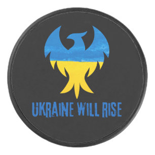 Inspirational Phoenix Rising Ukraine Colours Hockey Puck