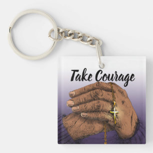 Inspirational photo keychain with poem