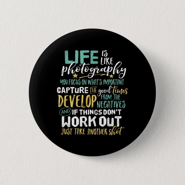 Inspirational Photography Life Quote Photographer 6 Cm Round Badge (Front)