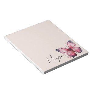 Inspirational Pink Blush Hope Butterfly Notepad