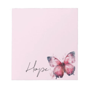 Inspirational Pink Hope Butterfly Notepad