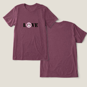 Inspirational Pink Love Peace Hearts Tri-Blend Shirt