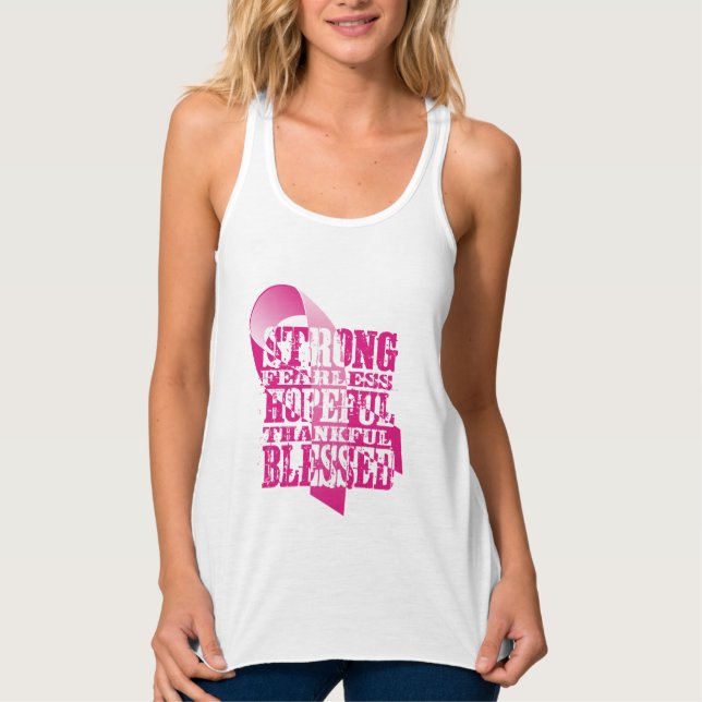 Inspirational Pink Ribbon Breast Cancer Awareness Singlet (Front)