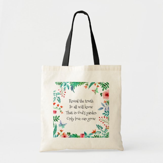 Inspirational Poem God's Garden Floral Tote Bag (Front)