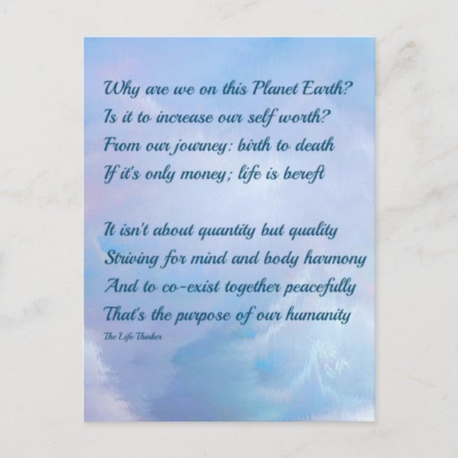 Inspirational Poem Postcard (Front)