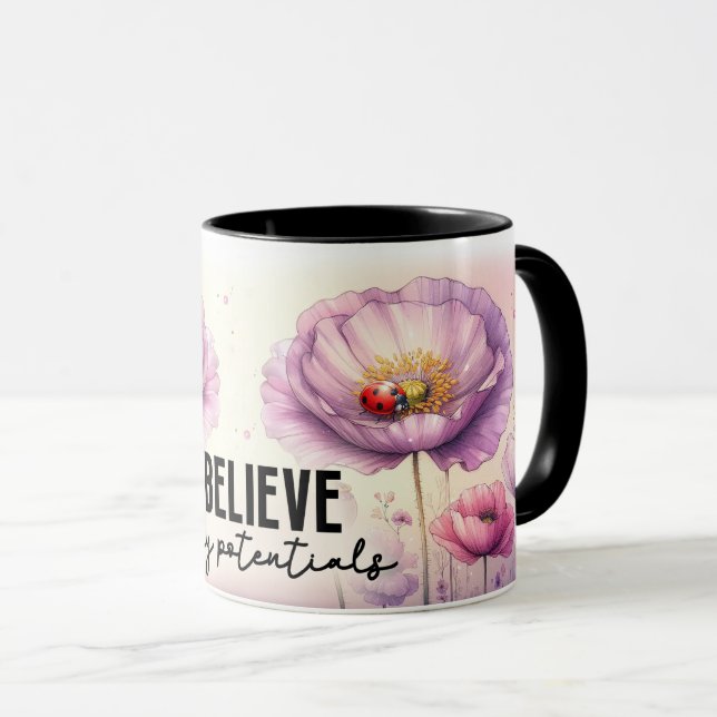 Inspirational/Positive Floral Quote Wrap  Mug (Front Right)