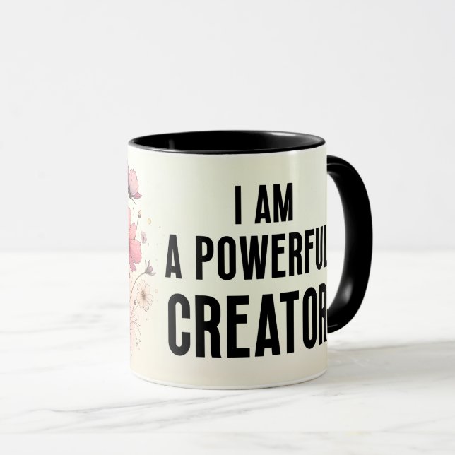Inspirational/Positive Floral Quote Wrap  Mug (Front Right)