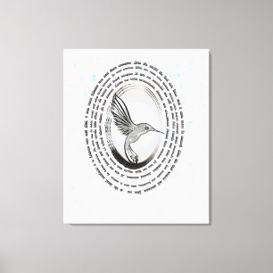 Inspirational prayer hummingbird ink watercolor canvas print