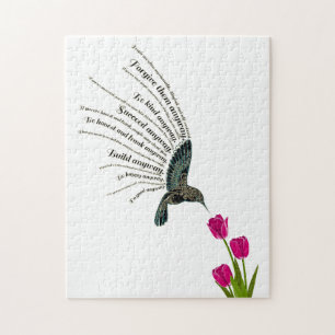 Inspirational prayer hummingbird tulips jigsaw puzzle