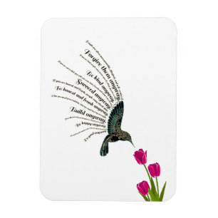 Inspirational prayer hummingbird tulips magnet