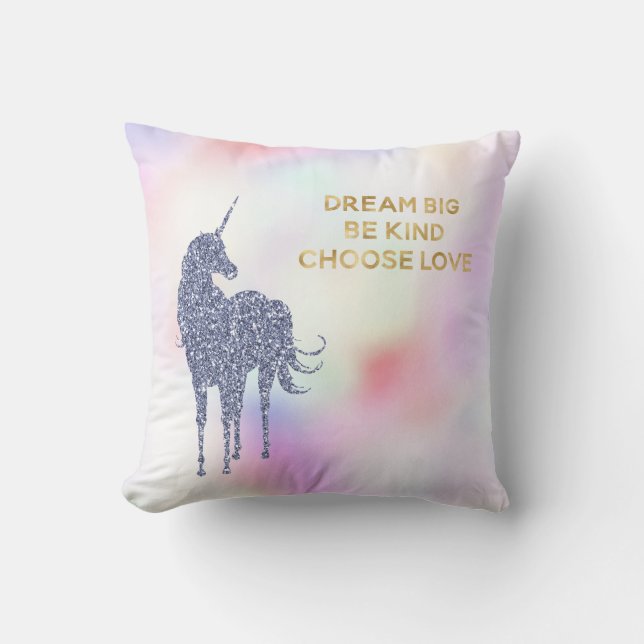 Inspirational Purple Glitter Unicorn    Cushion (Front)