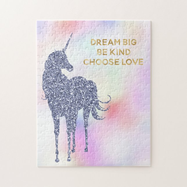 Inspirational Purple Glitter Unicorn        Jigsaw Puzzle (Vertical)