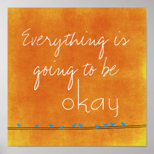 Inspirational Quote and Birds on Wire Poster