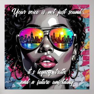 Inspirational Quote and City Woman Poster