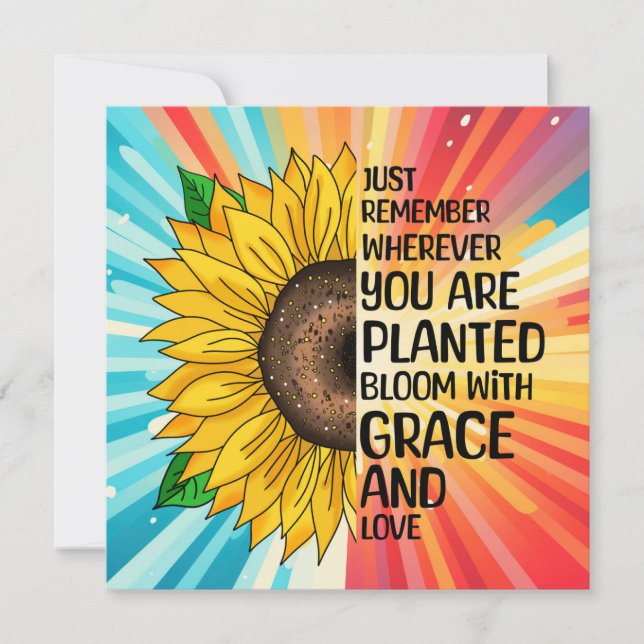 Inspirational Quote and Hand Drawn Sunflower (Front)
