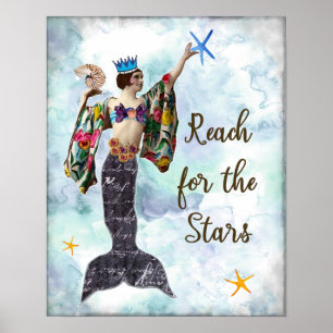 Inspirational quote art reach for the stars sign
