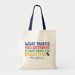 Inspirational Quote   Autism Teacher Personalized Tote Bag