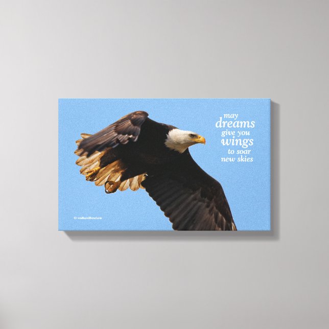 Inspirational Quote Bald Eagle in Flight Canvas Print (Front)