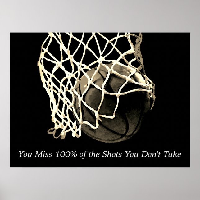Inspirational Quote Basketball Vintage Sepia Poster (Front)