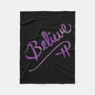 Inspirational Quote Believe Script Graphic Design Fleece Blanket