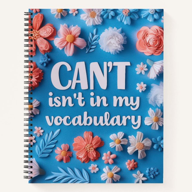 Inspirational quote Boho Floral blue Notebook (Front)