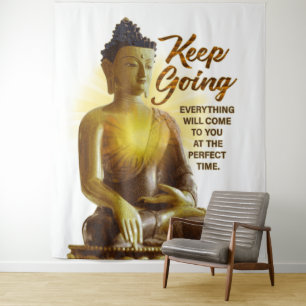 Inspirational Quote Buddha Keep Going Tapestry