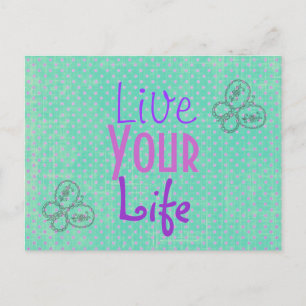 Inspirational Quote Butterflies and Polka dots Postcard