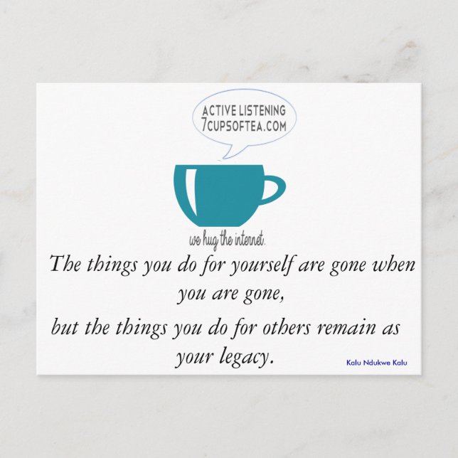 Inspirational Quote Card | 7 Cups Of Tea (#2) (Front)