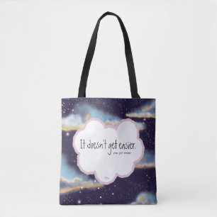 Inspirational Quote cloudy night tote bag