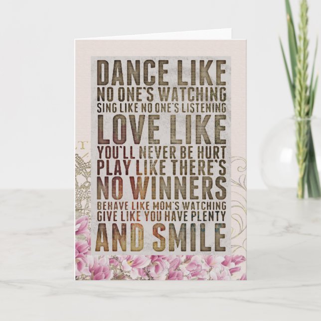Inspirational Quote Dance Like No One's Watching Card (Front)