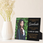 Inspirational Quote Graduation Photo Chic Graduate Plaque<br><div class="desc">A classy custom graduation plaque in chic black and gold for a high school, college, or university from the class of 2025. Customise with your senior photo, school name and graduating class under the elegant calligraphy for a great personalised graduate gift. Simple and classy with an inspirational quote by William...</div>